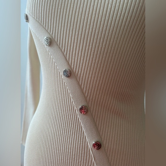 Sandro Womens Naturels Button-embellished Knitted Maxi Dress In Cream - Picture 12 of 16